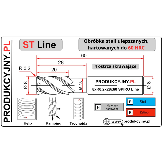 Frez z promieniem naroża fi 6 R0,2 ST LINE